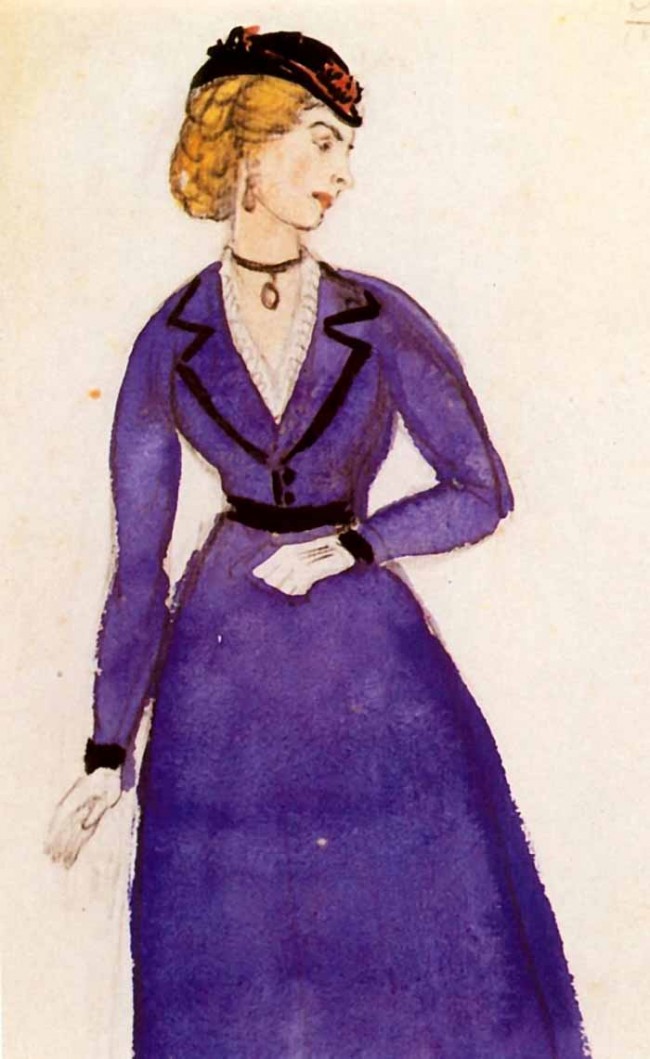 Сочинение по картине: Добужинский - "Эскиз костюма Лизы к спектаклю Николай Ставрогин"